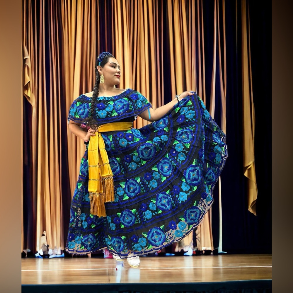 Mexican Chiapaneca Blue Dress